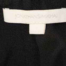 Jonathan Simkhai Black/Cream Crepe Ruffled Detail Dress XS
