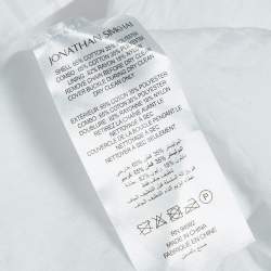 Pre Owned Jonathan Simkhai White Pleated Cotton Blend Chain Detail Long Dress M