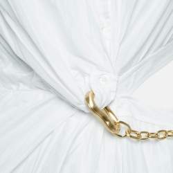 Pre Owned Jonathan Simkhai White Pleated Cotton Blend Chain Detail Long Dress M