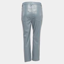 Pre Owned Jonathan Simkhai Grey Faux Leather Straight Leg Pants M