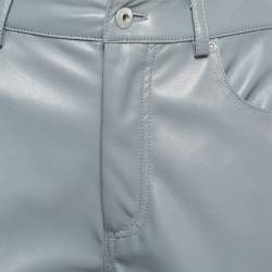 Pre Owned Jonathan Simkhai Grey Faux Leather Straight Leg Pants M