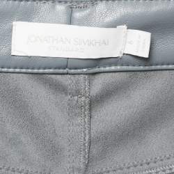 Pre Owned Jonathan Simkhai Grey Faux Leather Straight Leg Pants M