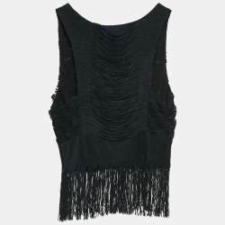 Jonathan Simkhai Black Jersey Fringed Sleeveless Top XS