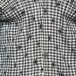 Jonathan Simkhai Black/White Gingham Crepe Pleated Corset Top M