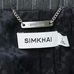 Jonathan Simkhai Charcoal Grey Pin Stripe Wool Blend Pants Suit S