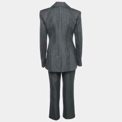 Jonathan Simkhai Charcoal Grey Pin Stripe Wool Blend Pants Suit S