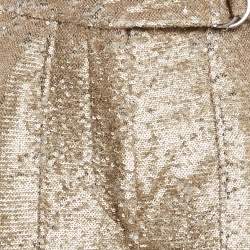 Jonathan Simkhai Gold Sequin Waist Tie-Up Belt Detail Trousers S