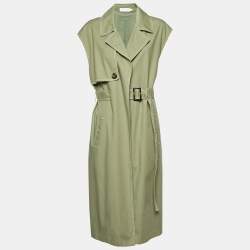 Jonathan Simkhai Green Cotton Blend Belted Overcoat XL