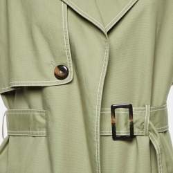 Jonathan Simkhai Green Cotton Blend Belted Overcoat XL