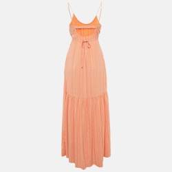 Jonathan Simkhai Swim Orange Cotton Blend Sleeveless Maxi Dress S