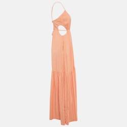 Jonathan Simkhai Swim Orange Cotton Blend Sleeveless Maxi Dress S