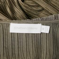 Jonathan Simkhai Green Plisse Mariah Cold-Shoulder Blouse and Pants M