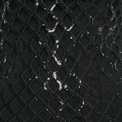 Jonathan Simkhai Black Honeycomb Sequin Mesh Ainaz Long Dress S