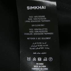 Jonathan Simkhai Black Honeycomb Sequin Mesh Ainaz Long Dress S