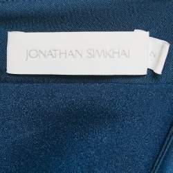 Pre Owned Jonathan Simkhai Blue Satin V-Neck Belted Mini Dress S