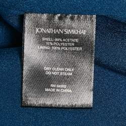 Pre Owned Jonathan Simkhai Blue Satin V-Neck Belted Mini Dress S