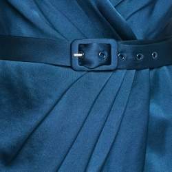 Pre Owned Jonathan Simkhai Blue Satin V-Neck Belted Mini Dress S