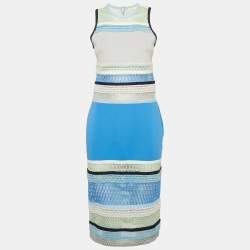 Jonathan Simkhai Blue Lace and Neoprene Sheath Dress M