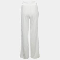 Jonathan Simkhai Ivory Satin Trim Crepe Flared Trousers M