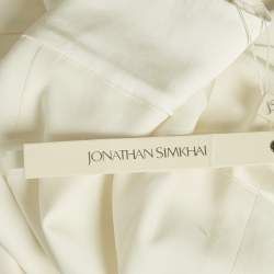 Jonathan Simkhai Ivory Satin Trim Crepe Flared Trousers M