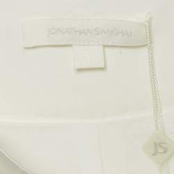Jonathan Simkhai Ivory Satin Trim Crepe Flared Trousers M