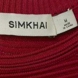 Jonathan Simkhai Red Textured Stretch Knit Flared Mini Dress M