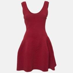 Jonathan Simkhai Red Textured Stretch Knit Flared Mini Dress M