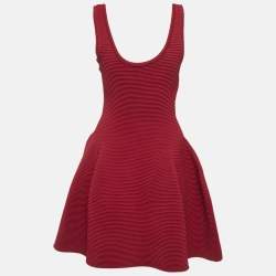 Jonathan Simkhai Red Textured Stretch Knit Flared Mini Dress M
