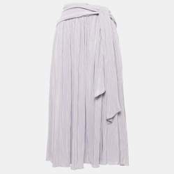 Jonathan Simkhai Light Purple Lurex Plisse Knotted Midi Skirt M