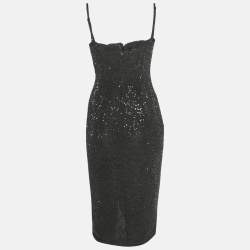 Jonathan Simkhai Black Sequined Midi Dress S