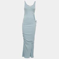 Jonathan Simkhai Light Blue Rib Knit CutOut Detail Maxi Dress S