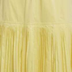 Pre Owned Jonathan Simkhai Yellow Cotton Blend Pleated Cut-Out Maxi Dress S