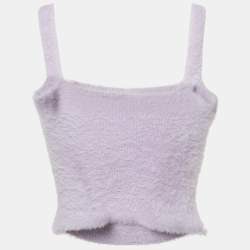 Pre Owned Jonathan Simkhai Purple Fur Sleeveless Crop Top M