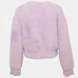 Pre Owned Jonathan Simkhai Lavender Faux Fur Buttoned Cardigan M