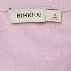 Pre Owned Jonathan Simkhai Lavender Faux Fur Buttoned Cardigan M