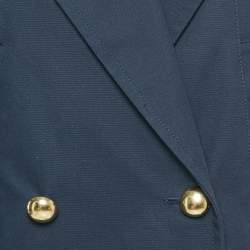 Pre Owned Jonathan Simkhai Navy Blue Cotton Double Breasted Olina Cropped Jacket S