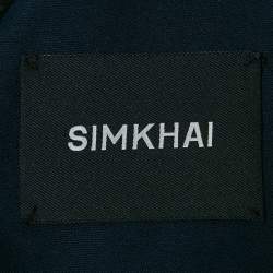 Pre Owned Jonathan Simkhai Navy Blue Cotton Double Breasted Olina Cropped Jacket S