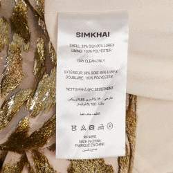 Pre Owned Jonathan Simkhai Gold Silk and Lurex Top and Pants Set S/XS