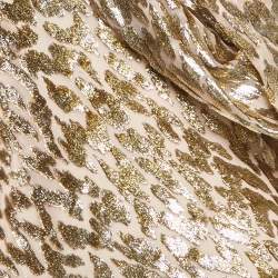 Pre Owned Jonathan Simkhai Gold Silk and Lurex Top and Pants Set S/XS