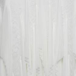 Pre Owned Simkhai White Chiffon Pleated Lace Maxi Dress S