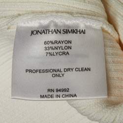 Pre Owned Jonathan Simkhai White Rib Knit Stone Studded Cain Shoulder Detail Crop Top S