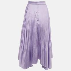 Pre Owned Jonathan Simkhai Lavender Plisses Buckle Detail Mckenna Midi Skirt M