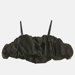 Pre Owned توب جوناثان سيمخاي تافتا أسود مكشكش ليونورا كورسيه صغير