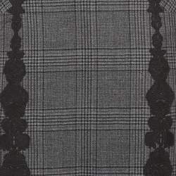 Pre Owned Jonathan Simkhai Grey Check Wool Lace Applique Midi Skirt S