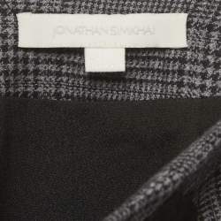 Pre Owned Jonathan Simkhai Grey Check Wool Lace Applique Midi Skirt S