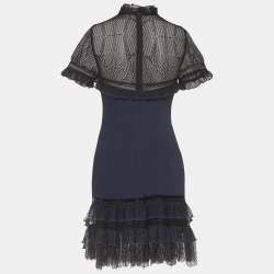 Pre Owned Jonathan Simkhai Blue Tulle and Crepe Mini Dress S