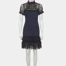 Pre Owned Jonathan Simkhai Blue Tulle and Crepe Mini Dress S