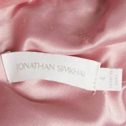 Pre Owned طقم تنورة لوسي وحمالة صدر رونيت باستيك جليتر وردي من جوناثان سيمخاي مقاس صغير جداً - إكس إس