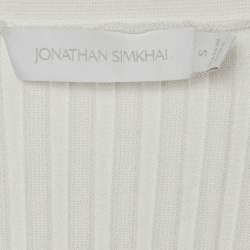 Pre Owned Jonathan Simkhai Off White Rib Knit Plunge Neck Kayla Cardigan S