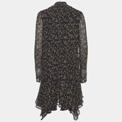 مملوكة مسبقًا Jonathan Simkhai Black Crepe Ruffle Scarf Neck Tie Mini Dress S